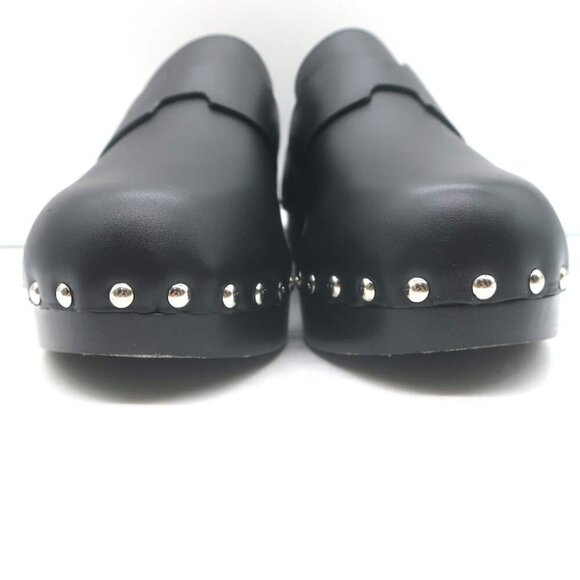 Hermes Calya Studded Clog Mules Black Leather Size 39 - Picture 6 of 13